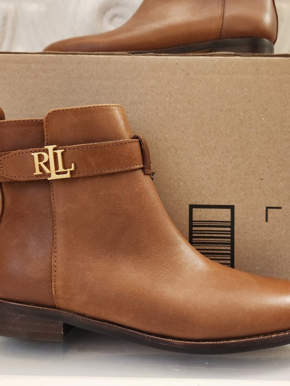 Ralph Lauren Leather "Briele" Booties. New in replacement box. Size 5